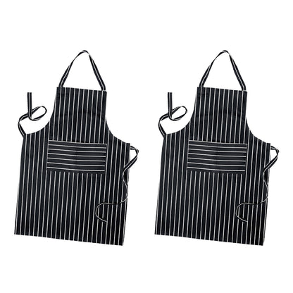 Cotton Bib Aprons – 9 Designs, Single, Pack of 2 or Pack of 3 - Navy Pinstripe, Pack of 2