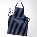 Cotton Bib Aprons – 9 Designs, Single, Pack of 2 or Pack of 3 - Navy Pinstripe, Single