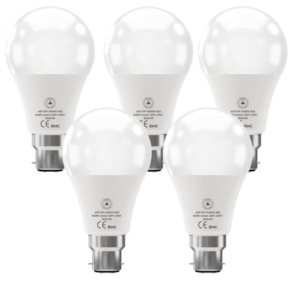 Cool White LED GLS Bulbs 6500K – A55, A60, A65, A95 & T75 - A55 5W, B22, Pack of 5