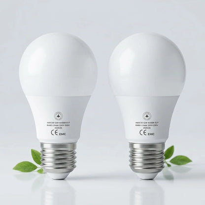 Cool White LED GLS Bulbs 6500K – A55, A60, A65, A95 & T75 - A60H 12W, E27, Pack of 2