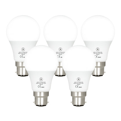 Cool White LED GLS Bulbs 6500K – A55, A60, A65, A95 & T75 - A60H 7W, B22, Pack of 5