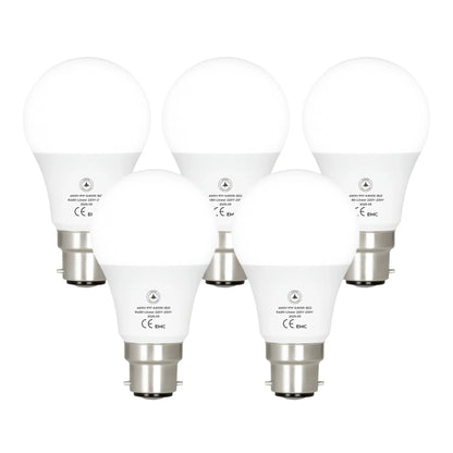 Cool White LED GLS Bulbs 6500K – A55, A60, A65, A95 & T75 - A60H 9W, B22, Pack of 5
