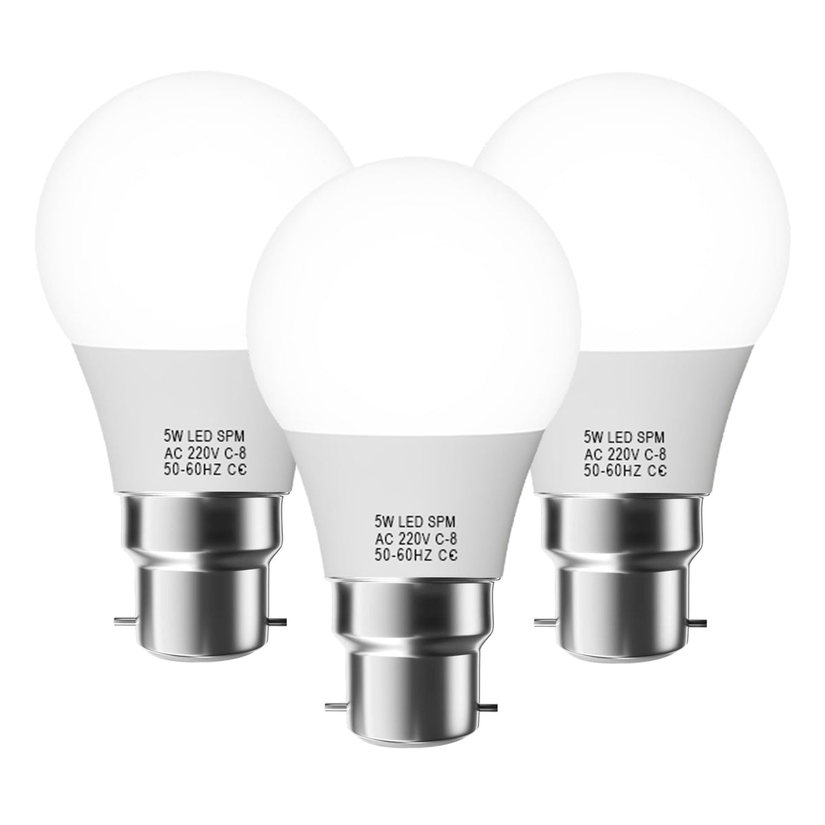 Cool White LED GLS Bulbs 6500K – A55, A60, A65, A95 & T75 - GLS 5W, B22, Pack of 3