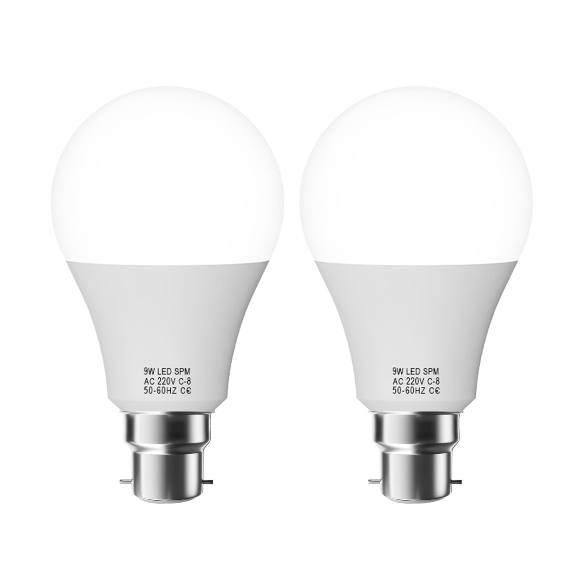 Cool White LED GLS Bulbs 6500K – A55, A60, A65, A95 & T75 - GLS 9W, B22, Pack of 2