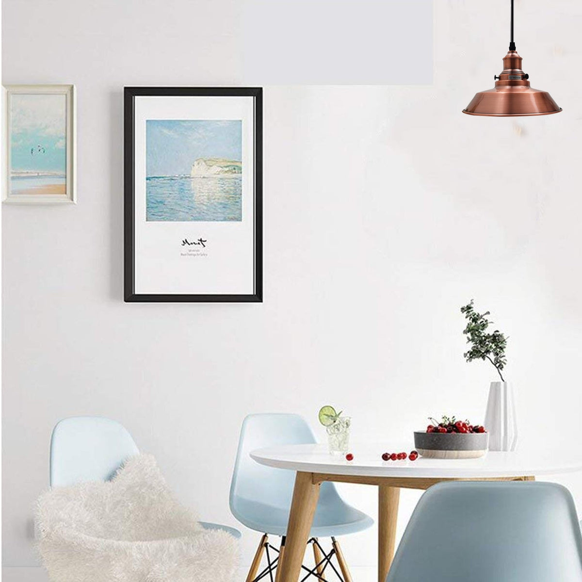 Copper Pendant Light – 26 cm Metal Shade, Switched E27 Holder - photo 2