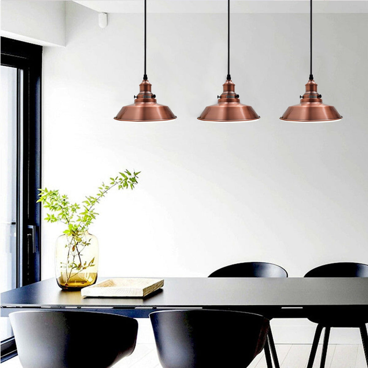 Copper Pendant Light – 26 cm Metal Shade, Switched E27 Holder - photo 3