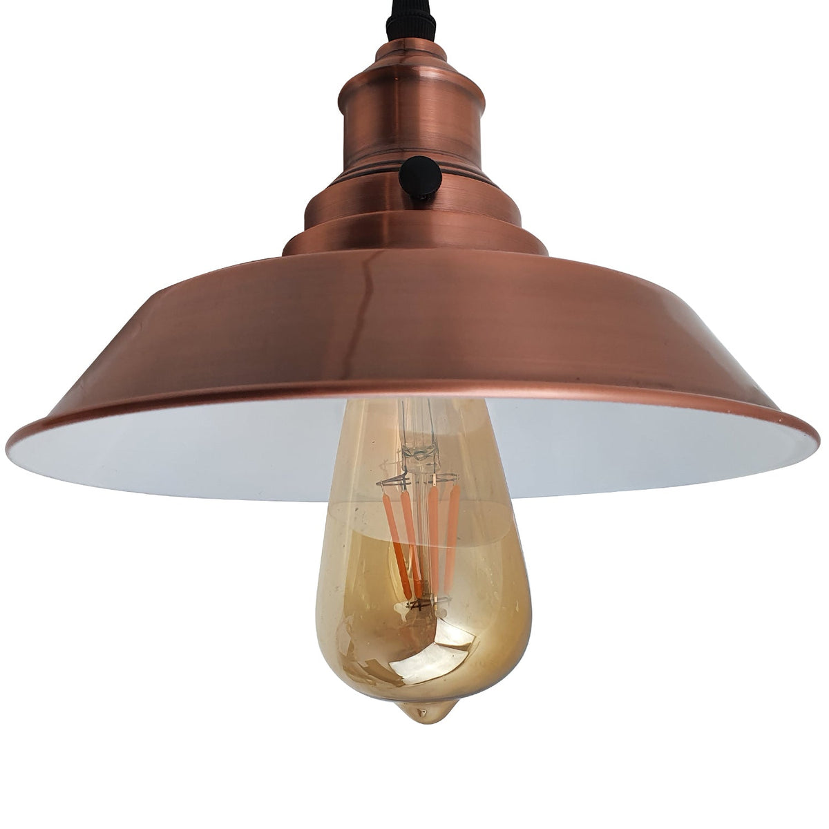 Copper Pendant Light – 26 cm Metal Shade, Switched E27 Holder - photo 5