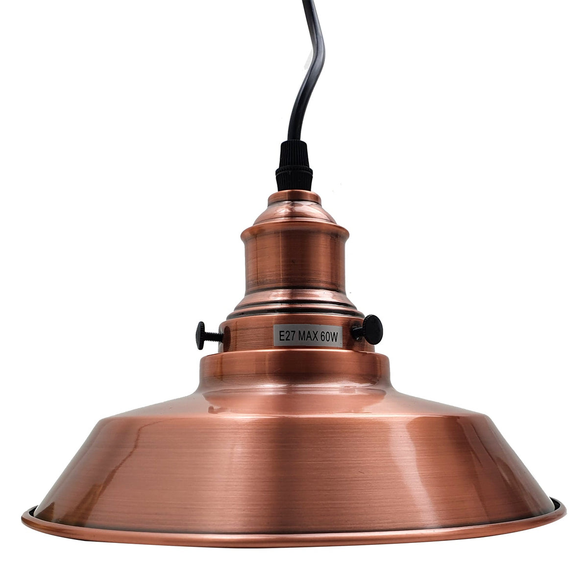 Copper Pendant Light – 26 cm Metal Shade, Switched E27 Holder - photo 6