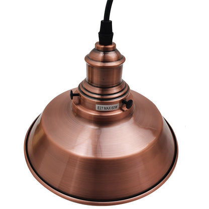 Copper Pendant Light – 26 cm Metal Shade, Switched E27 Holder - photo 7