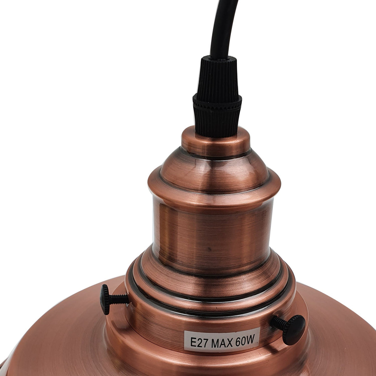 Copper Pendant Light – 26 cm Metal Shade, Switched E27 Holder - photo 8