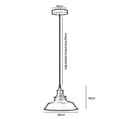 Copper Pendant Light – 26 cm Metal Shade, Switched E27 Holder - photo 9