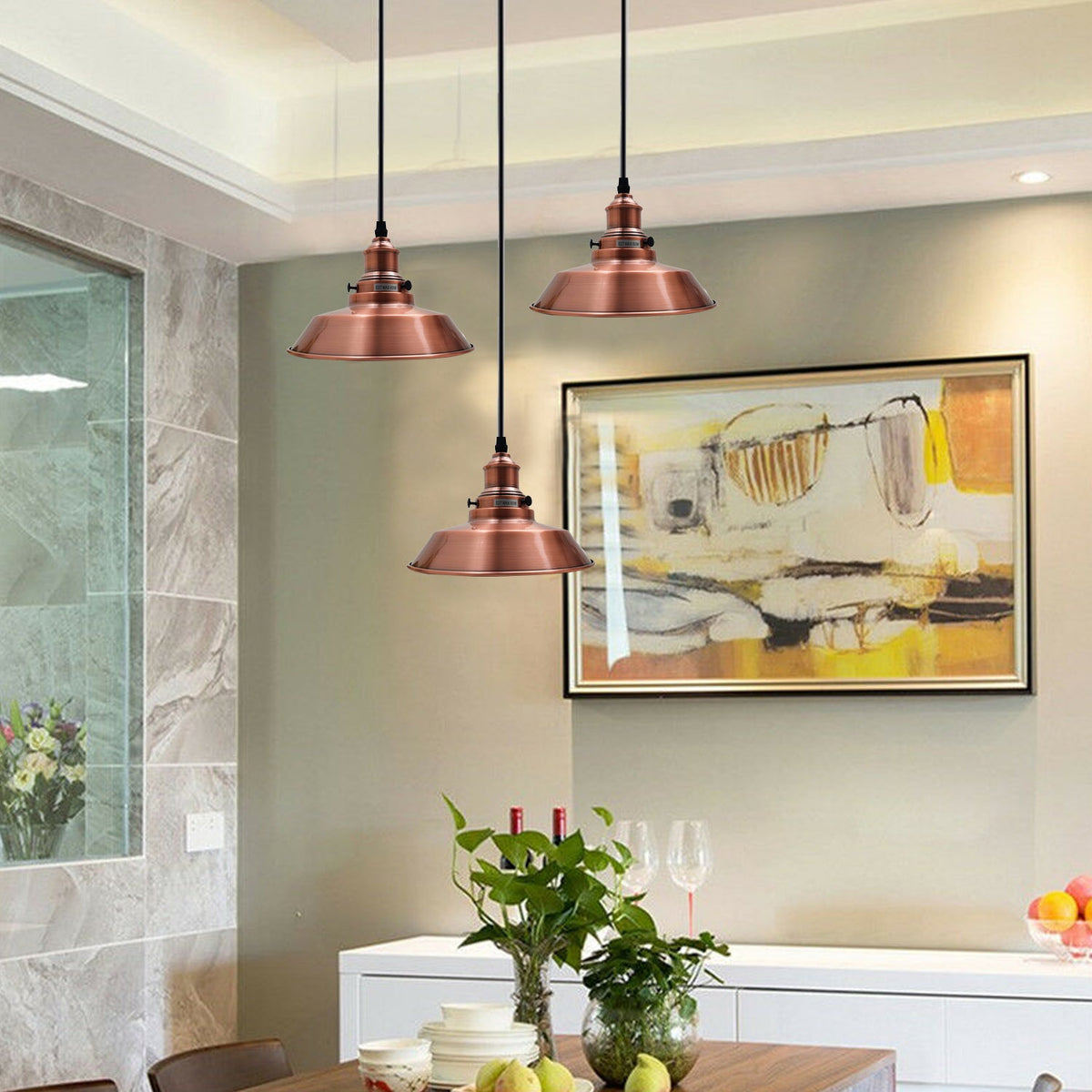 Copper Pendant Light – 26 cm Metal Shade, Switched E27 Holder