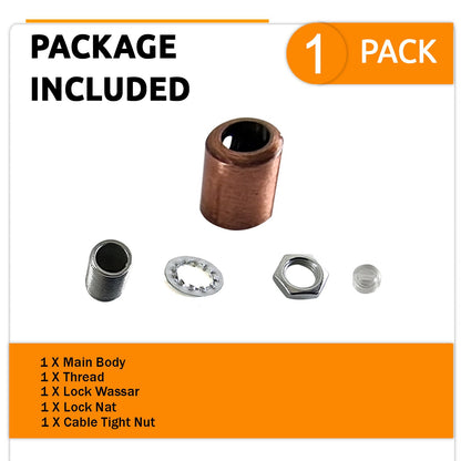 Metal Cord Grip with M10 Thread, Nut & Washer – Copper or Yellow Brass