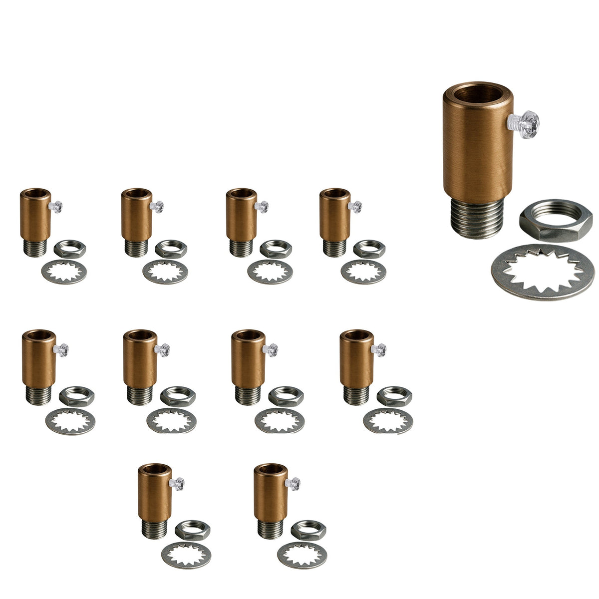 Metal Cord Grip with M10 Thread, Nut & Washer – Copper or Yellow Brass - photo 4