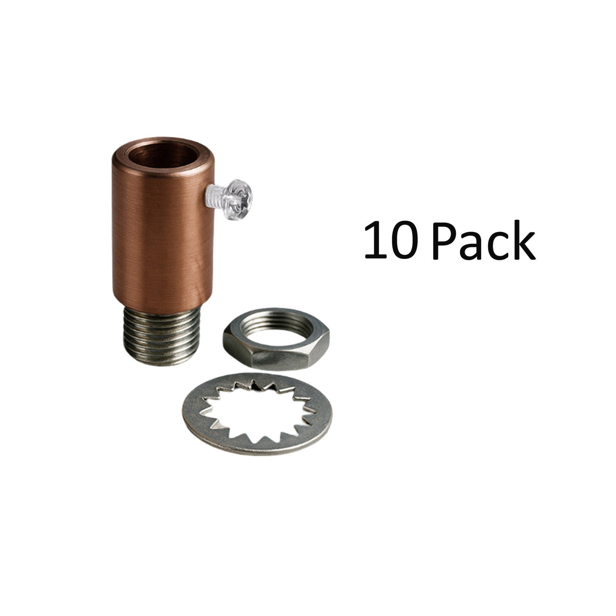 Metal Cord Grip with M10 Thread, Nut & Washer – Copper or Yellow Brass - Copper, Pack of 10, Standard