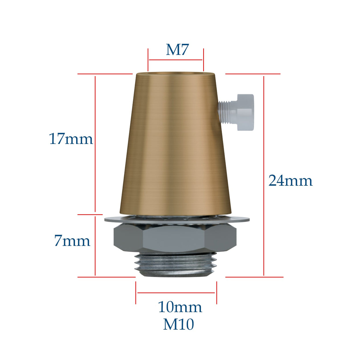 Cone Cord Grip with M10 Thread, Nut & Washer – 4 Finishes - photo 2