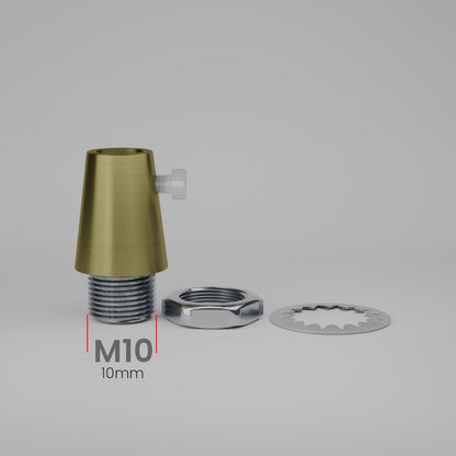 Cone Cord Grip with M10 Thread, Nut & Washer – 4 Finishes - Green Brass, Standard, Pack of 5