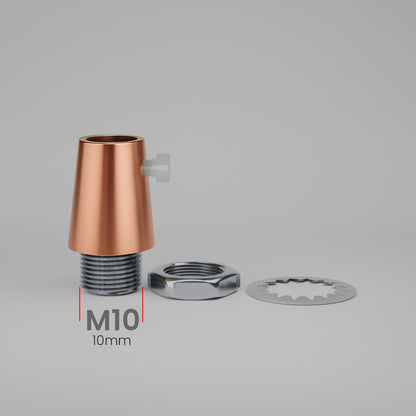 Cone Cord Grip with M10 Thread, Nut & Washer – 4 Finishes - Rose Gold, Standard, Pack of 5