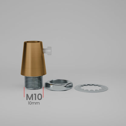 Cone Cord Grip with M10 Thread, Nut & Washer – 4 Finishes - Yellow Brass, Standard, Pack of 5