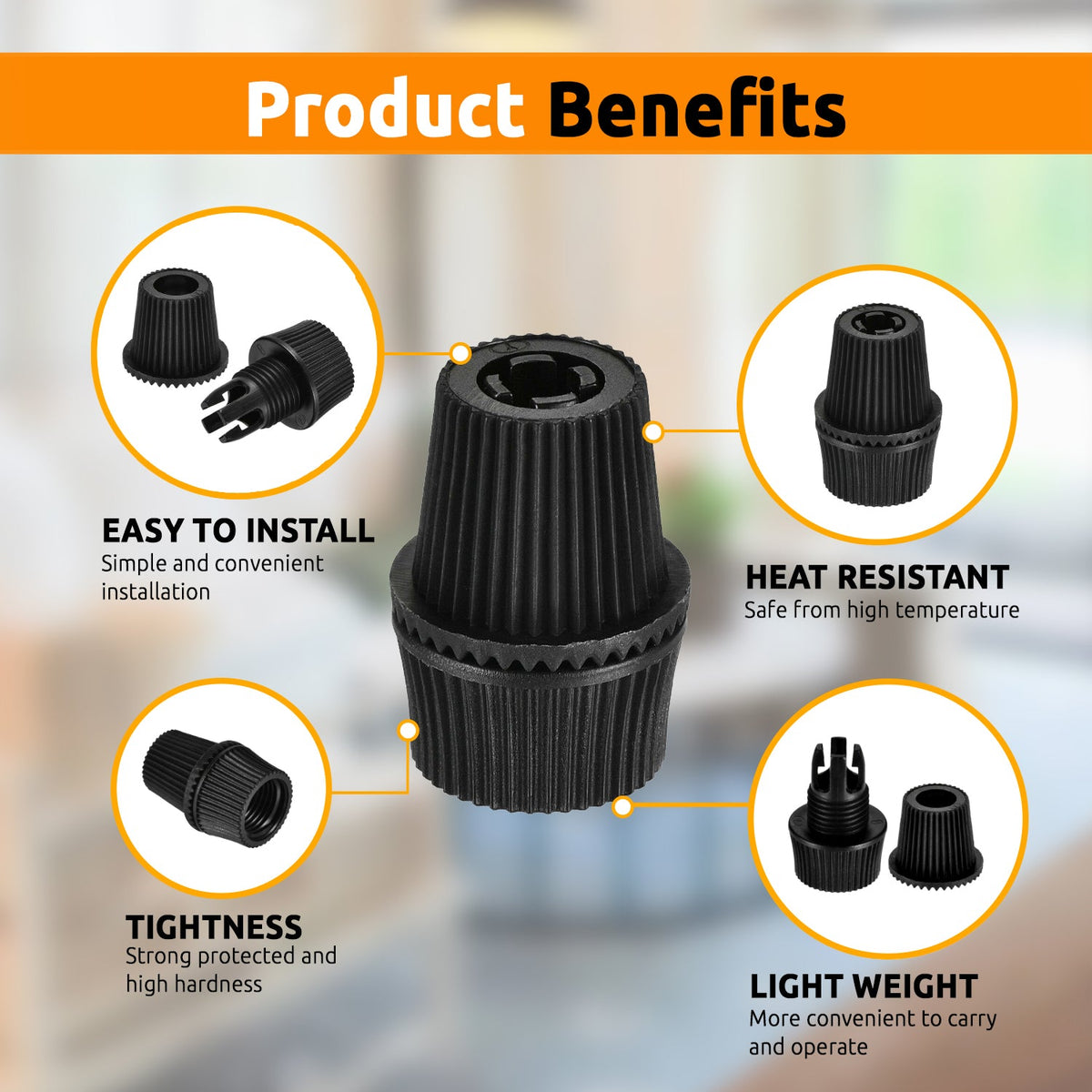 Ribbed Plastic Cord Grip – 16 x 22.5 mm, Black, Green or White - photo 4