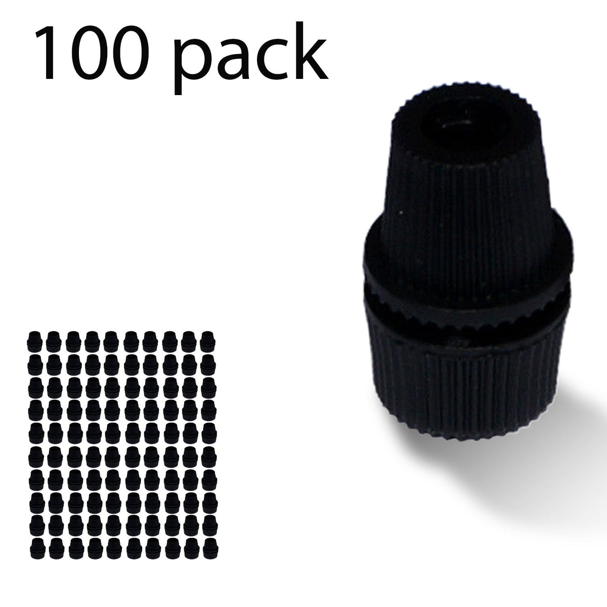 Ribbed Plastic Cord Grip – 16 x 22.5 mm, Black, Green or White - Black, Pack of 100, Standard