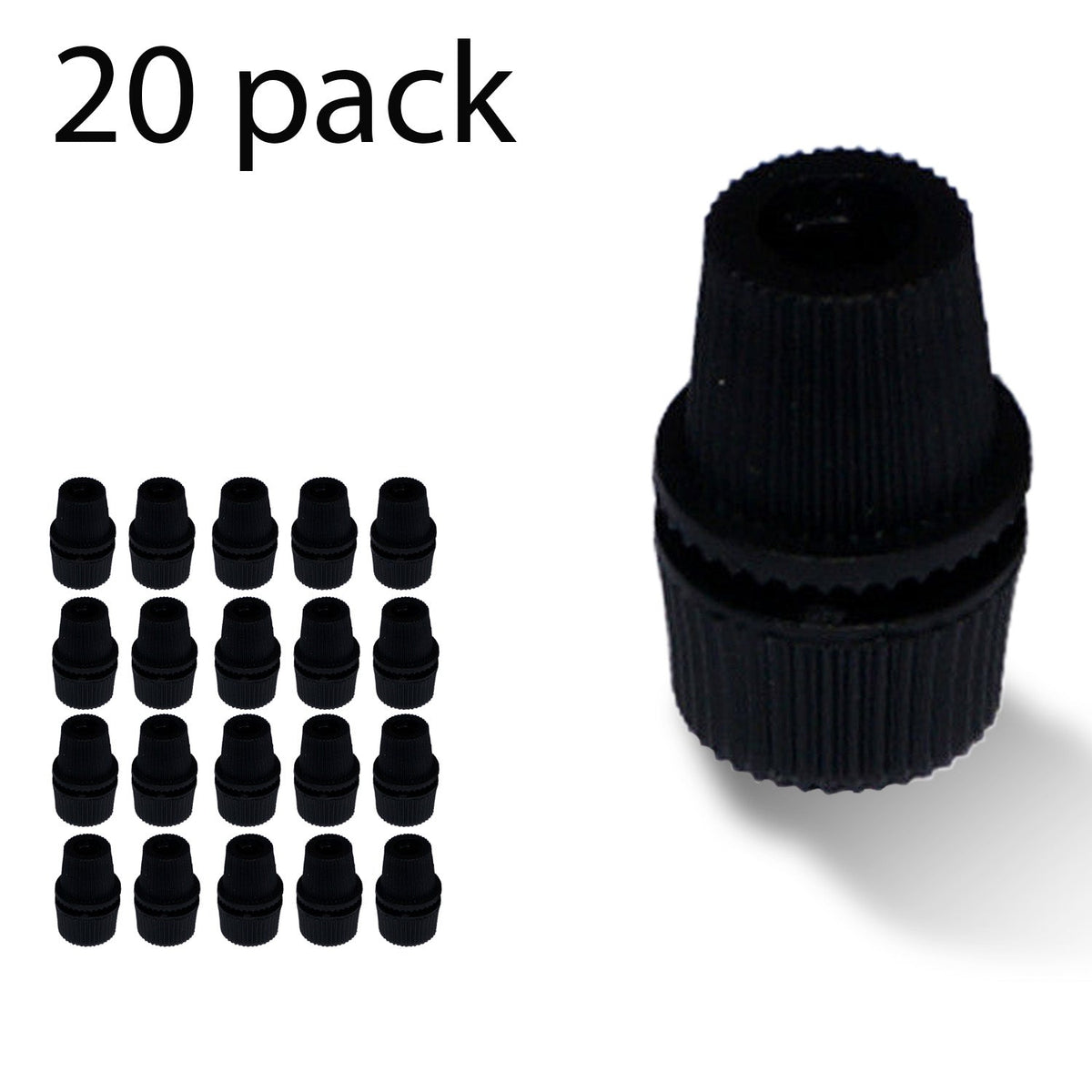 Ribbed Plastic Cord Grip – 16 x 22.5 mm, Black, Green or White - Black, Pack of 20, Standard