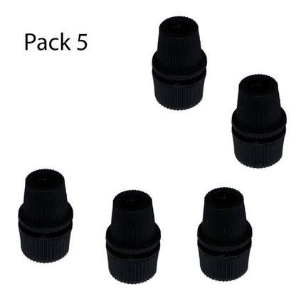 Ribbed Plastic Cord Grip – 16 x 22.5 mm, Black, Green or White - Black, Pack of 5, Standard