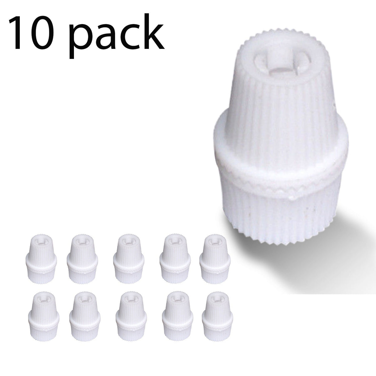 Ribbed Plastic Cord Grip – 16 x 22.5 mm, Black, Green or White - White, Pack of 10, Standard