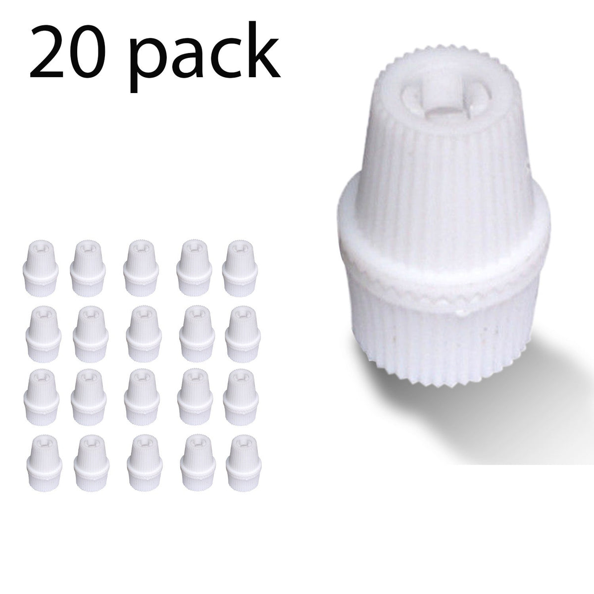 Ribbed Plastic Cord Grip – 16 x 22.5 mm, Black, Green or White - White, Pack of 20, Standard