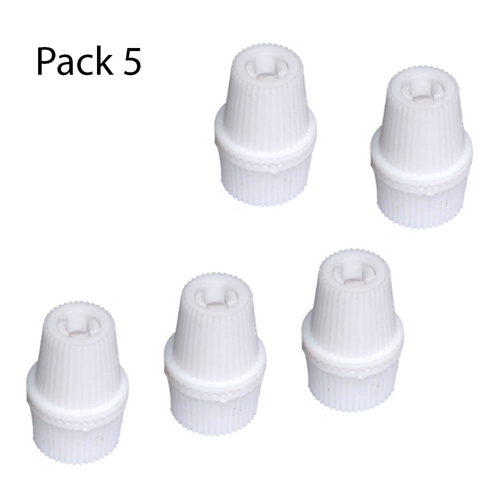 Ribbed Plastic Cord Grip – 16 x 22.5 mm, Black, Green or White - White, Pack of 5, Standard