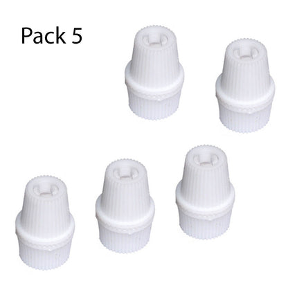 Ribbed Plastic Cord Grip – 16 x 22.5 mm, Black, Green or White - White, Pack of 5, Standard