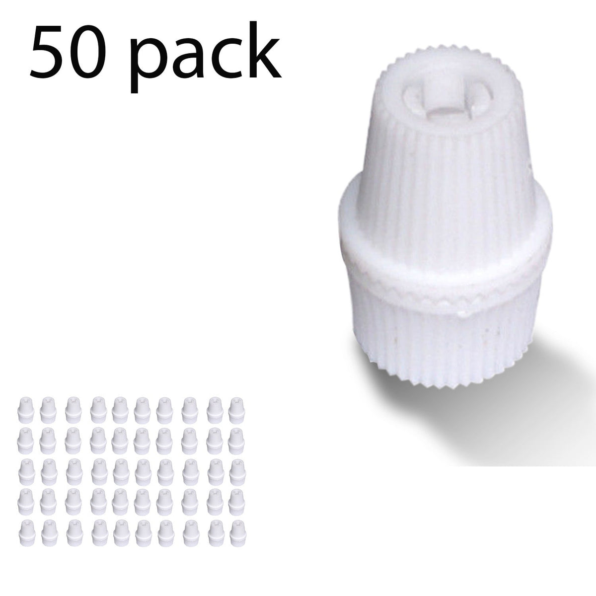 Ribbed Plastic Cord Grip – 16 x 22.5 mm, Black, Green or White - White, Pack of 50, Standard