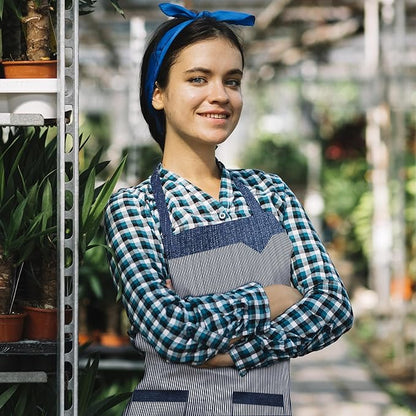 Double Pocket Cotton Apron – Black or Red Fine Stripe, Denim-Look Trim - photo 7