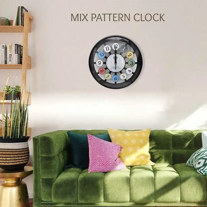 Colourful Number Round Wall Clock – Black Frame, Glass Front - photo 3