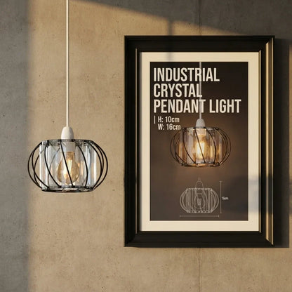 Crystal Cage Lamp Shade – Easy Fit with Reducer Ring - Black, 16 cm, Single