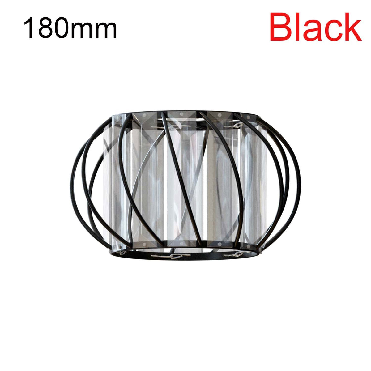 Crystal Cage Lamp Shade – Easy Fit with Reducer Ring - Black, 18 cm, Single