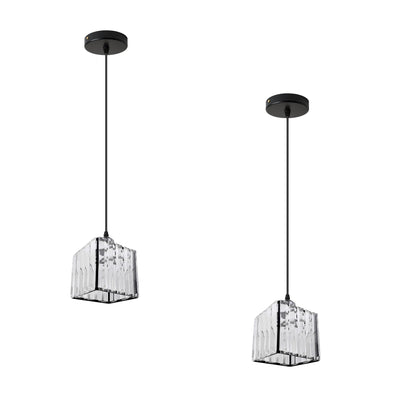 Crystal Cage Lamp Shade – Easy Fit with Reducer Ring - Black, with A60 LED Bulb 8W (WCCY1SQ), Pack of 2