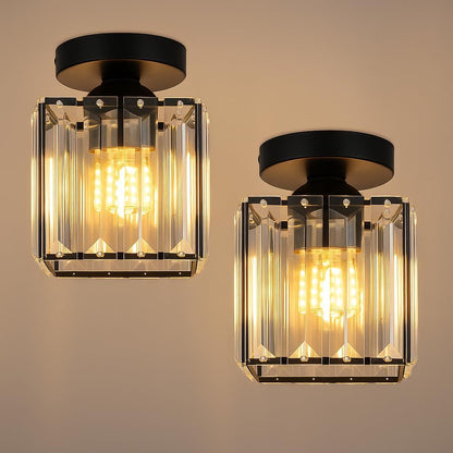 Crystal Cage Lamp Shade – Easy Fit with Reducer Ring - Black, WCCYSQ, Pack of 2