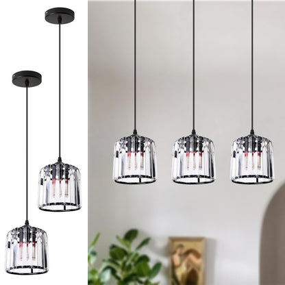 Crystal Cage Lamp Shade – Easy Fit with Reducer Ring - Black, with A60 LED Bulb 8W (WCCY1RO), Pack of 2