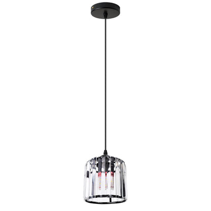 Crystal Cage Lamp Shade – Easy Fit with Reducer Ring - Black, with A60 LED Bulb 8W (WCCY1RO), Single