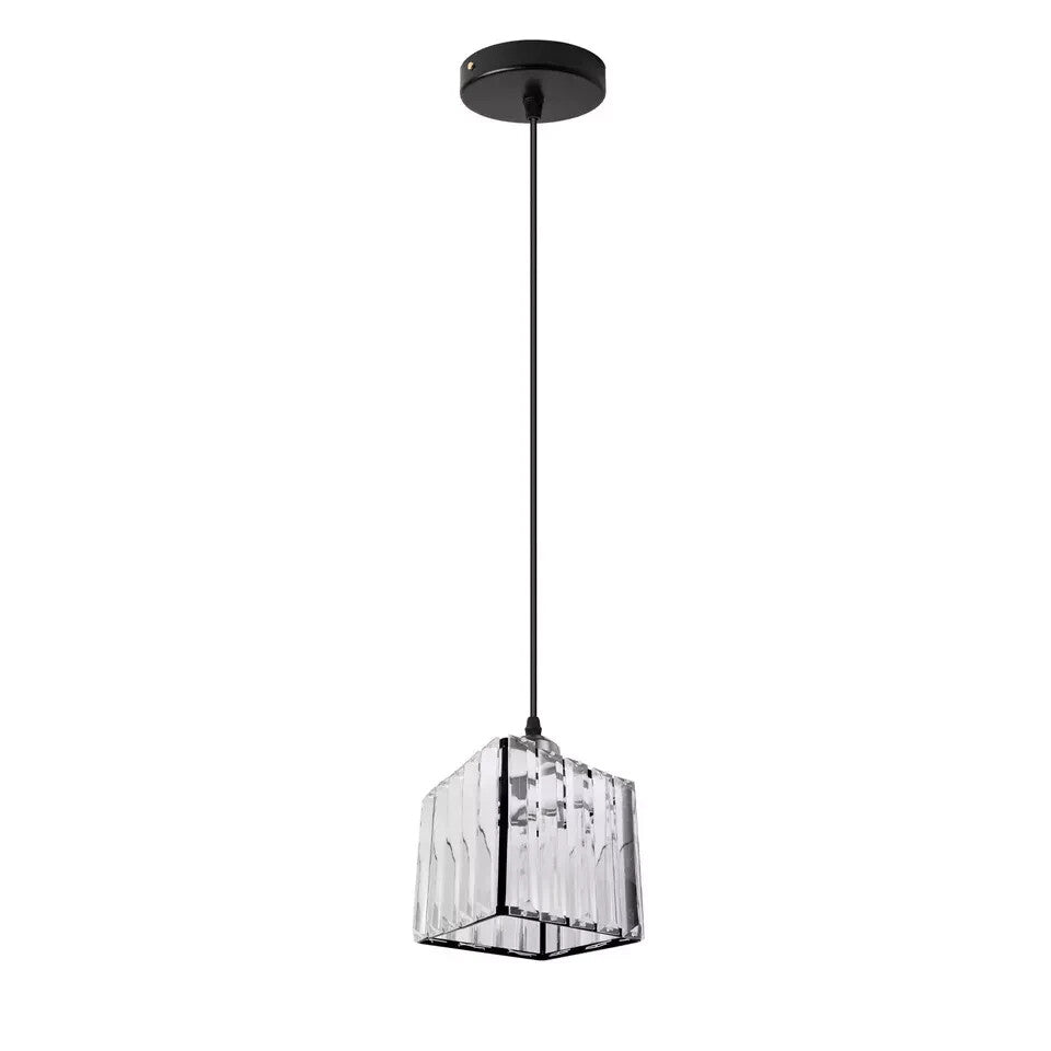 Crystal Cage Lamp Shade – Easy Fit with Reducer Ring - Black, with T45 LED Bulb 4W (WCCY1SQ), Single