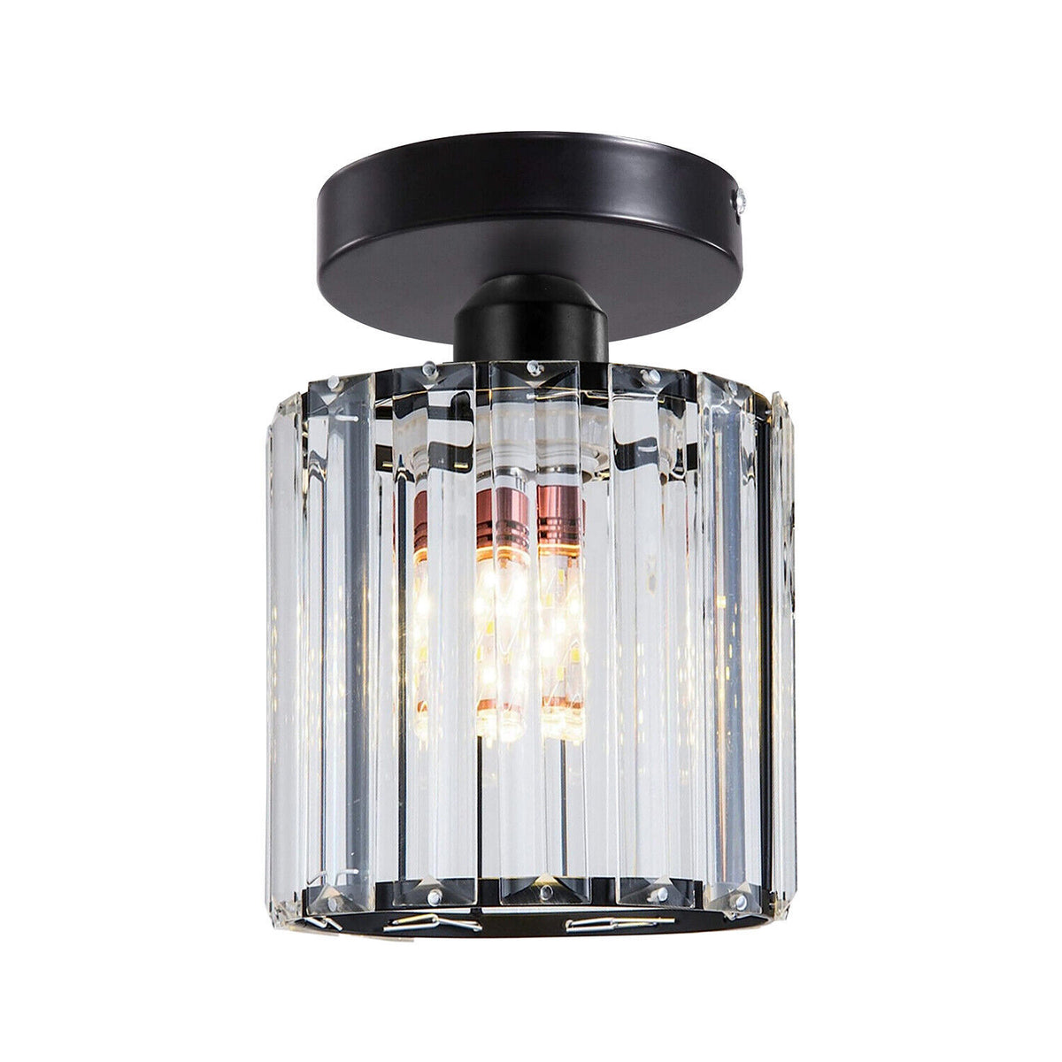 Crystal Cage Lamp Shade – Easy Fit with Reducer Ring - Black, with T45 LED Bulb 4W (WCCYRO), Pack of 2