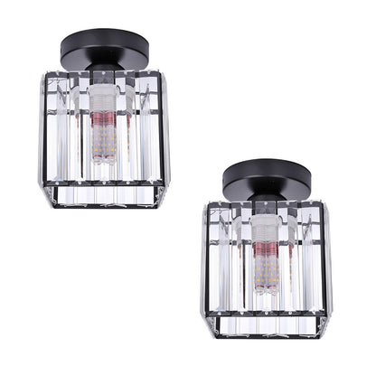 Crystal Cage Lamp Shade – Easy Fit with Reducer Ring - Black, with T45 LED Bulb 4W (WCCYSQ), Pack of 2