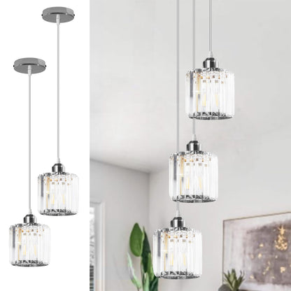 Crystal Cage Lamp Shade – Easy Fit with Reducer Ring - Chrome, with A60 LED Bulb 8W (WCCY1RO), Pack of 2