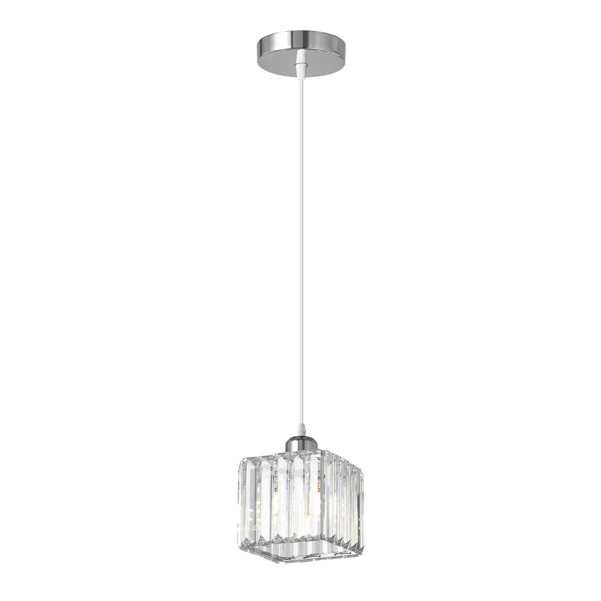 Crystal Cage Lamp Shade – Easy Fit with Reducer Ring - Chrome, with ST64 Bulb (WCCY1SQ), Pack of 2