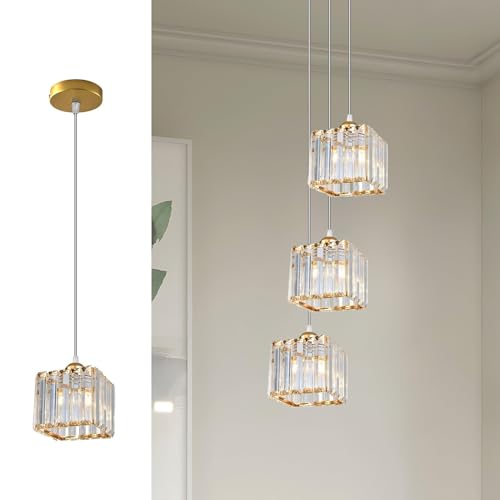 Crystal Cage Lamp Shade – Easy Fit with Reducer Ring - Gold, with A60 LED Bulb 8W (WCCY1SQ), Single