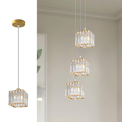 Crystal Cage Lamp Shade – Easy Fit with Reducer Ring - Gold, with A60 LED Bulb 8W (WCCY1SQ), Single