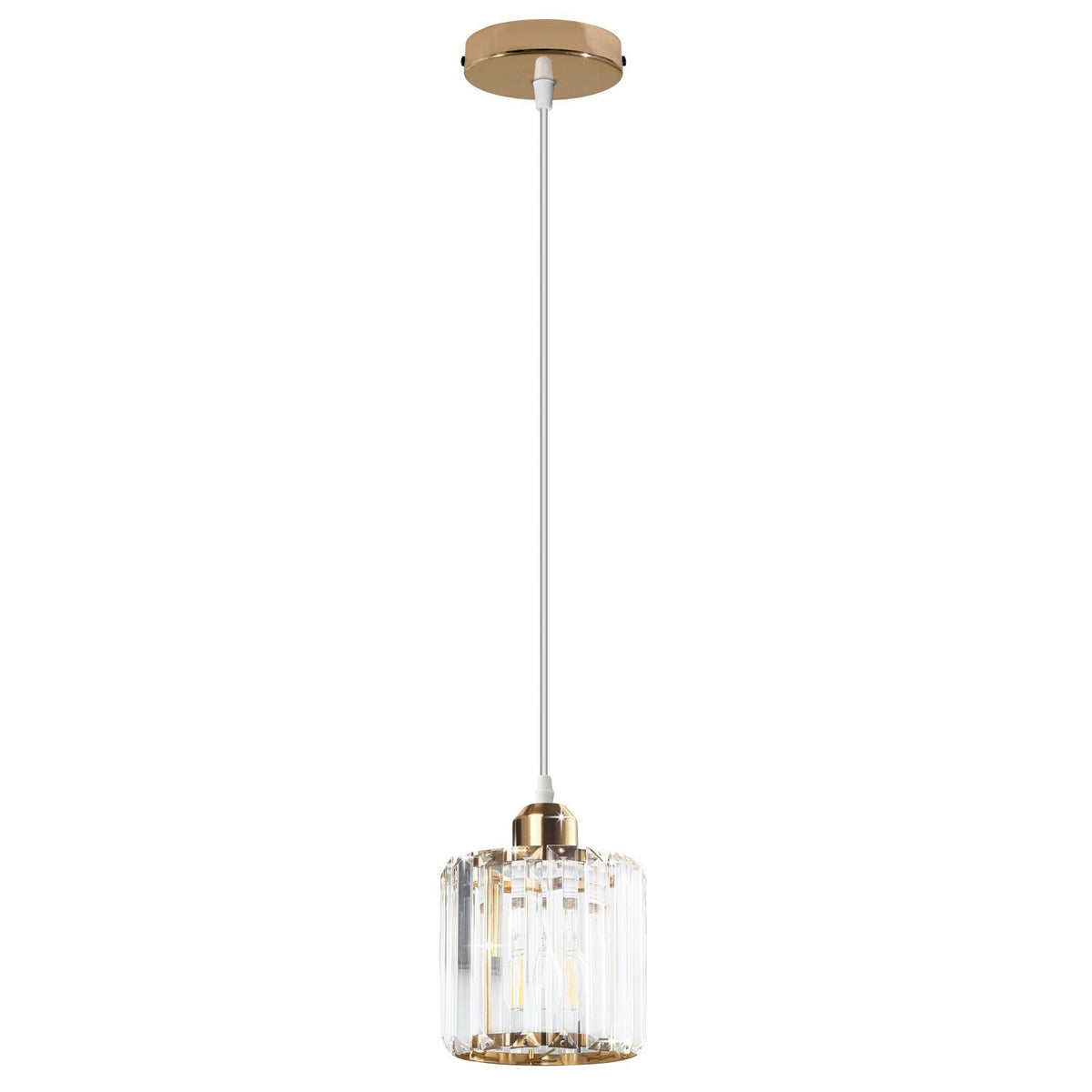 Crystal Cage Lamp Shade – Easy Fit with Reducer Ring - Gold, with ST64 Bulb (WCCY1RO), Pack of 2