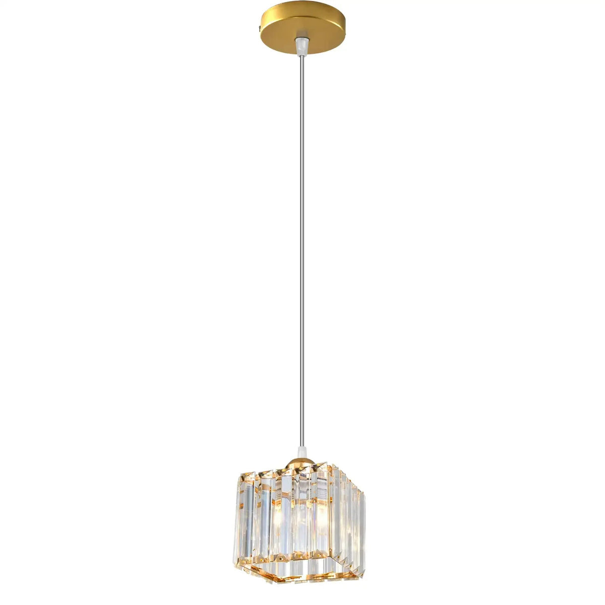 Crystal Cage Lamp Shade – Easy Fit with Reducer Ring - Gold, with ST64 Bulb (WCCY1SQ), Pack of 2