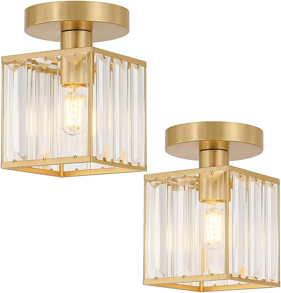 Crystal Cage Lamp Shade – Easy Fit with Reducer Ring - Gold, WCCYSQ, Pack of 2